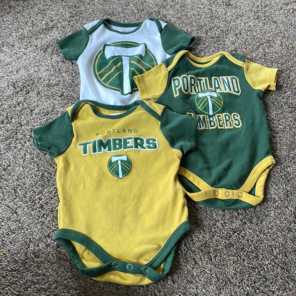 NWOT MLS Portland Timbers 3 Pack Onesies